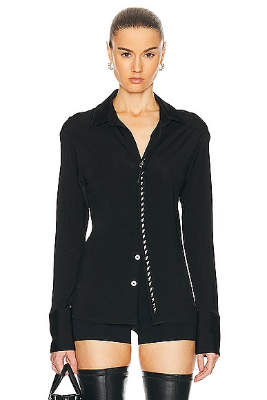 Studded Placket Shirt in Black