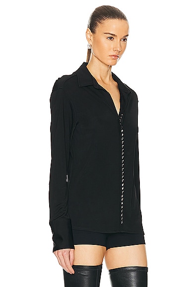 Shop Dion Lee Studded Placket Shirt In Black