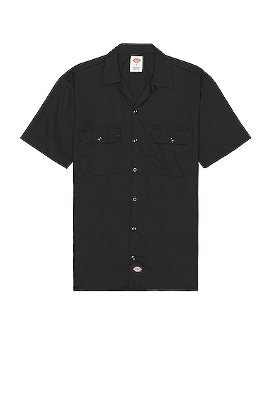 Dickies Original Twill Short Sleeve Work Shirt In Black