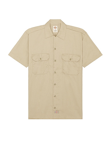 Dickies Original Twill Short Sleeve Work Shirt In Khaki