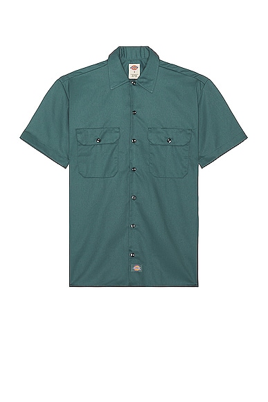 Dickies Original Twill Short Sleeve Work Shirt In Lincoln Green