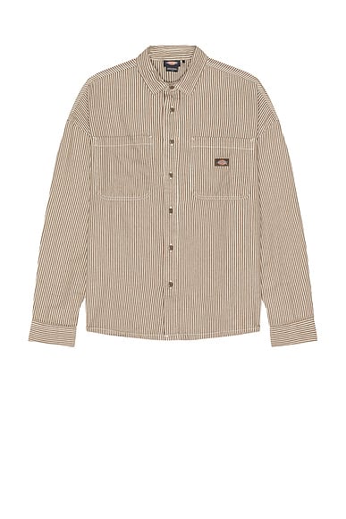 Dickies Hickory Long Sleeve Shirt in Mushroom