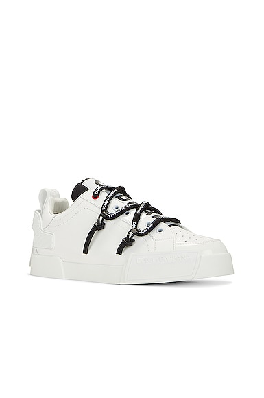 Shop Dolce & Gabbana Sneaker Pelle In Bianco & Nero