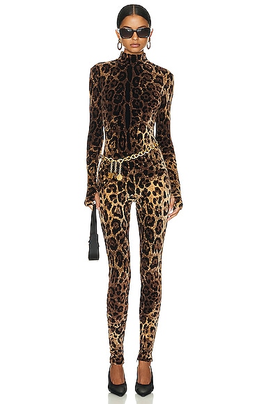 Dolce & Gabbana Turtleneck Jumpsuit in Leopard | FWRD