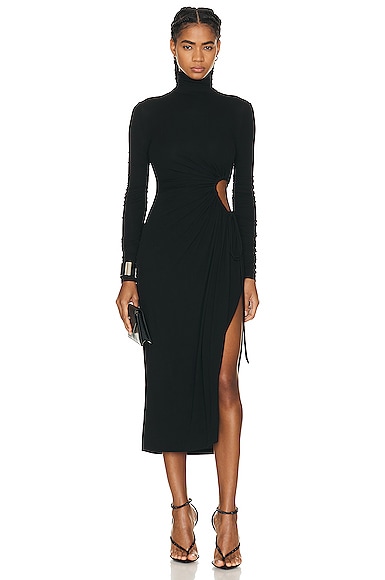 Dolce & Gabbana Cut Out Midi Dress In Nero