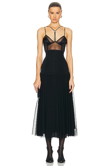Dolce & Gabbana Long Sheer Dress in Nero