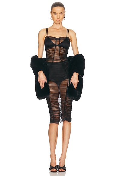 Sheer Midi Dress in Black