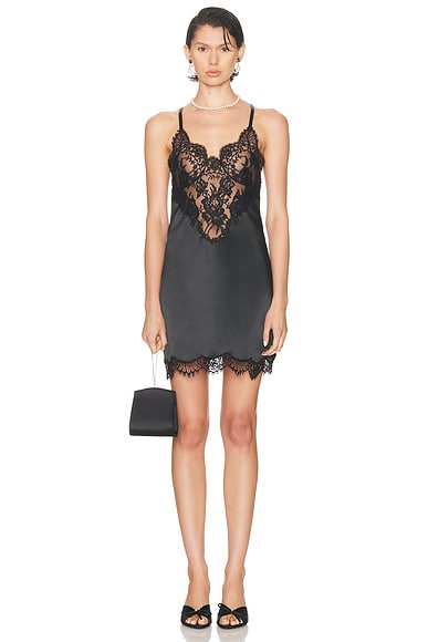 Dolce & Gabbana Lace Slip Mini Dress in Black