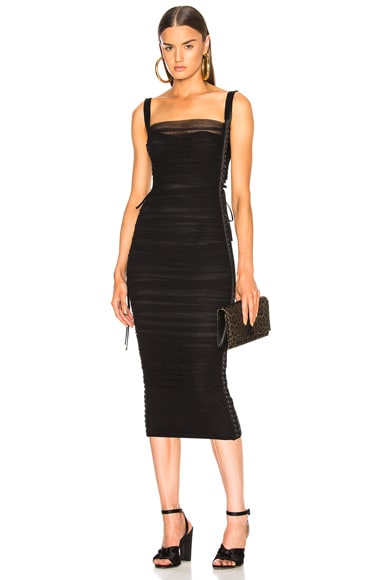 Dolce & Gabbana Ruched Midi Dress in Black | FWRD