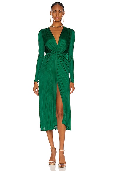 Dolce & Gabbana Long Sleeve Midi Dress in Dark Green | FWRD