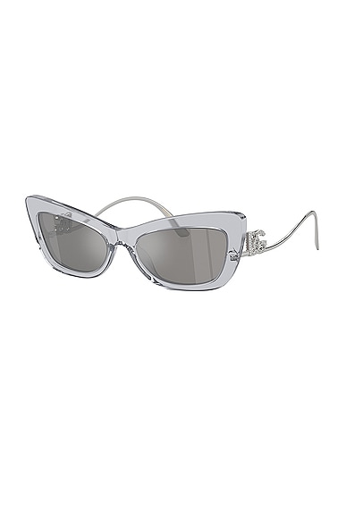 Shop Dolce & Gabbana Cat Eye Sunglasses In Transparent Silver