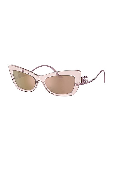 Shop Dolce & Gabbana Cat Eye Sunglasses In Transparent Pink