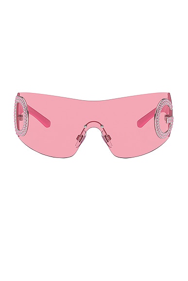 Shop Dolce & Gabbana Shield Sunglasses In Pink