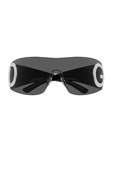 Dolce & Gabbana G2298b Pillow Shield Sunglasses In Black/gray Solid