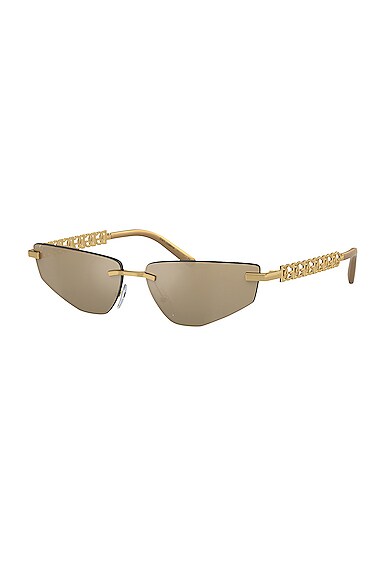 Shop Dolce & Gabbana Oval Sunglasses In Gold