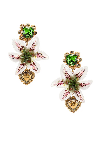 Crystal Lily Embellished DG Heart Earrings