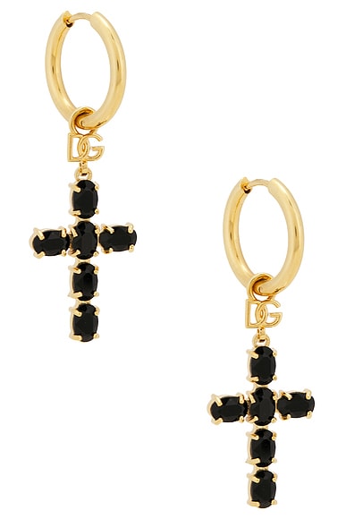 Dolce & Gabbana Cross Earrings in Nero & Oro