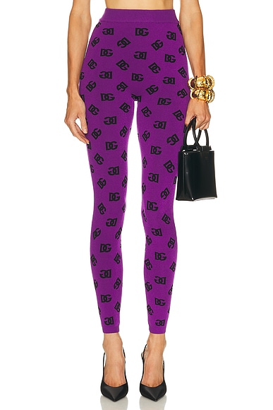 Dolce & Gabbana Logo Legging in Violet & Nero