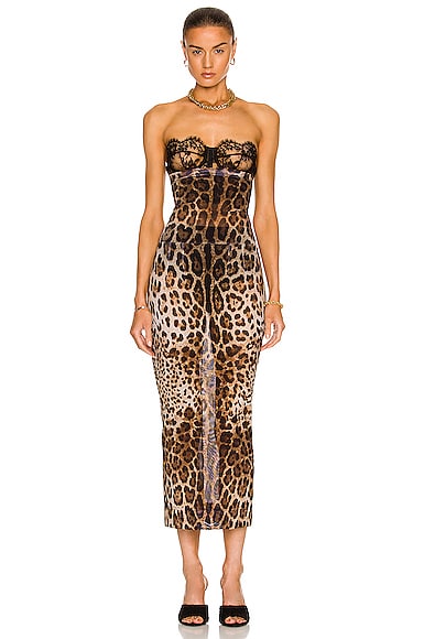 dolce gabbana leopard midi skirt