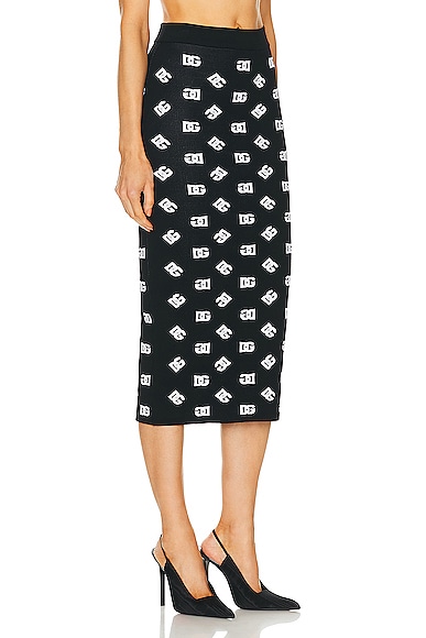 Shop Dolce & Gabbana Patterned Skirt In Nero & Bianco