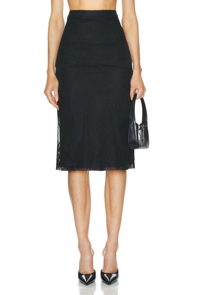 Lace Pencil Skirt in Black