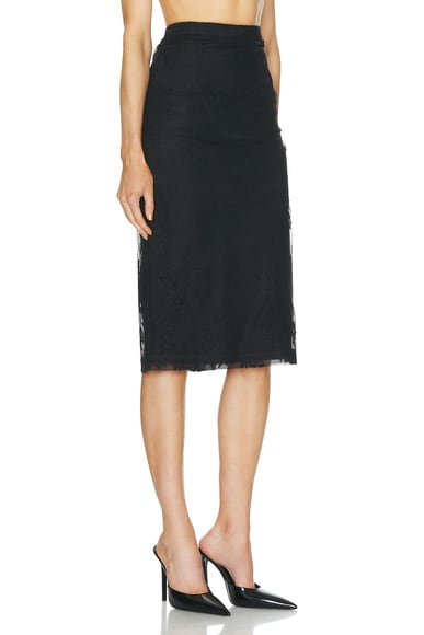Shop Dolce & Gabbana Lace Pencil Skirt In Nero