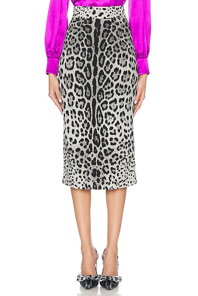 Dolce & Gabbana High Waisted Pencil Skirt in Leopard