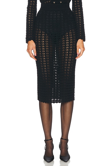Dolce & Gabbana Crochet Midi Skirt in Black
