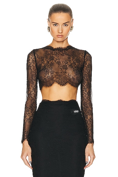 Dolce & Gabbana Cropped Long Sleeve Top in Nero