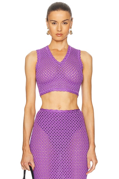 Dolce & Gabbana Crochet Cropped Top in Purple