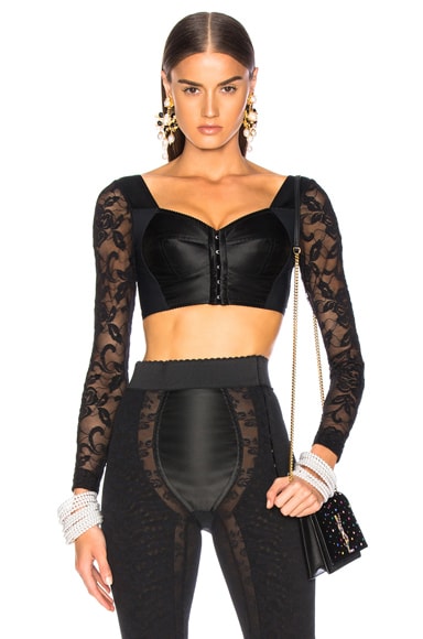 Lace & Satin Long Sleeve Bustier