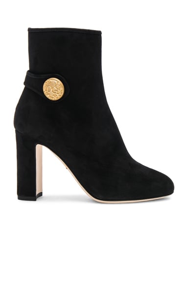 Side Button Suede Booties