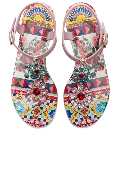 Flower Jewel Jelly Sandals