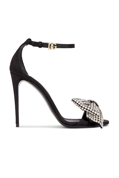 Dolce & Gabbana Keira Bow Sandal in Nero & Crystal