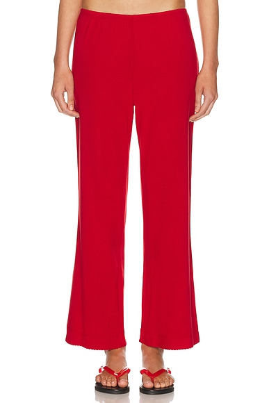 DONNI. The Baby Rib Scallop Pant in Bell Pepper