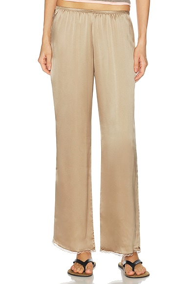DONNI. The Silk Lace Simple Pant in Shitake
