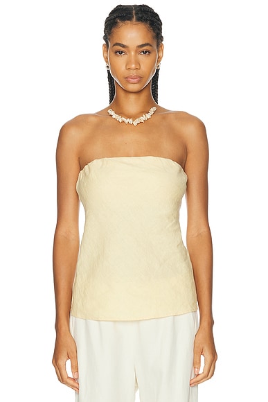 DONNI. The Linen Tube Top in Butter