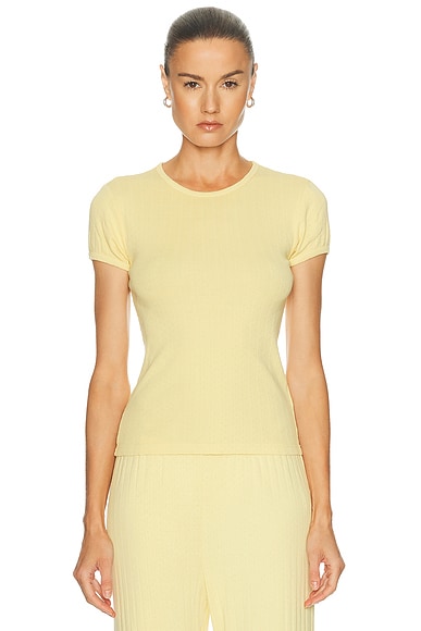 DONNI. The Pointelle Baby Tee in Butter