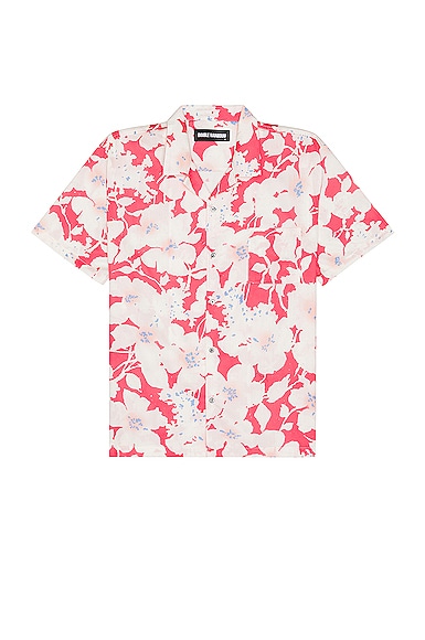 Shop Double Rainbouu Short Sleeve Hawaiian Shirt In Cloud Control Red