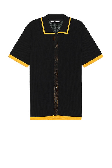 DOUBLE RAINBOUU Knit Shirt in Black & Gold