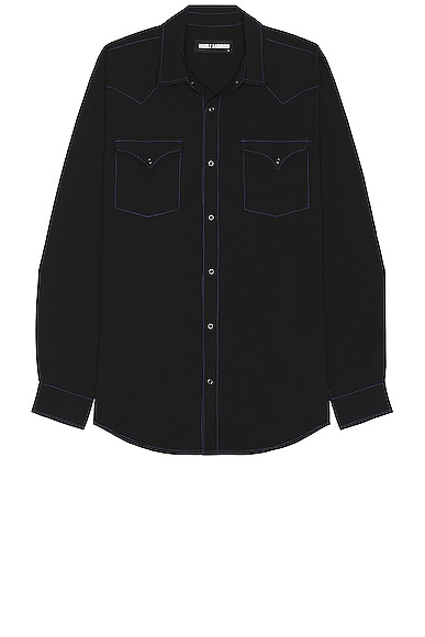 DOUBLE RAINBOUU West World Shirt in Black Contrast