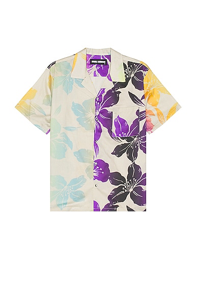 DOUBLE RAINBOUU Short Sleeve Hawaiian Shirt in Futuro Beach