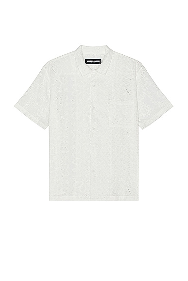 DOUBLE RAINBOUU Hawaiian Shirt in White Anglais
