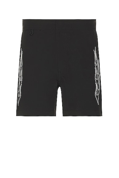 DOUBLE RAINBOUU Pool Shark Swim Shorts in Blazed Black
