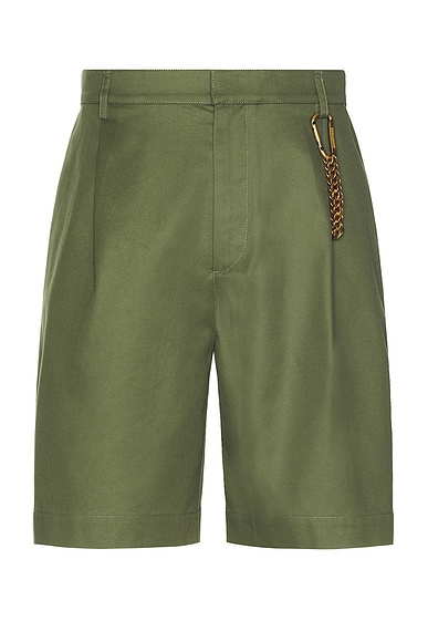Shop Darkpark Danny Wide Leg Shorts In Military Green