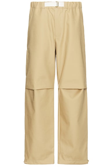 DARKPARK Jordan Heavy Cotton Satin Relax Fit Trousers in Beige
