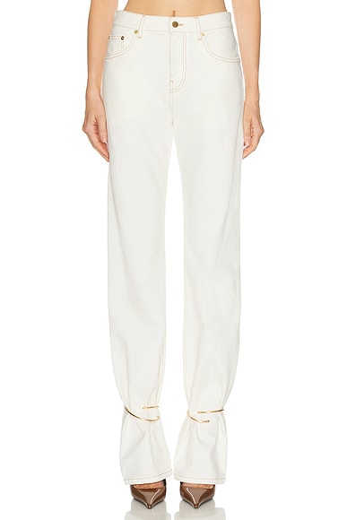 Cuff Adorned Slim Straight Leg