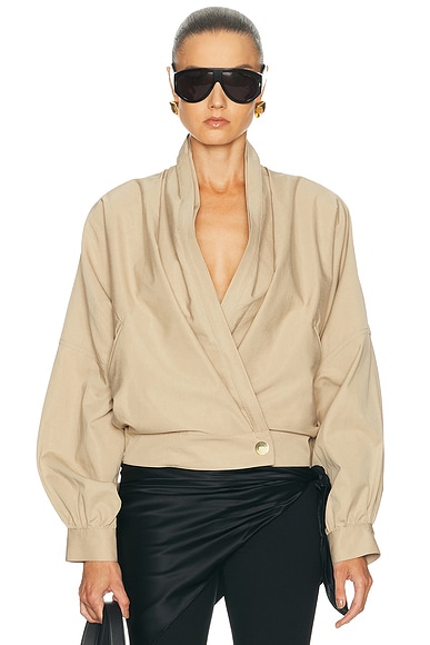 DARKPARK Franca Light Cotton Bomber Jacket in Beige