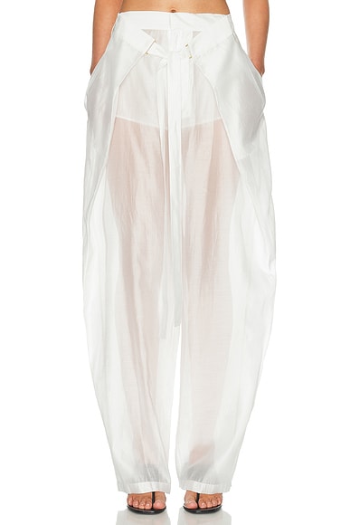 DARKPARK Stella Gauze Tie Front Pant in White