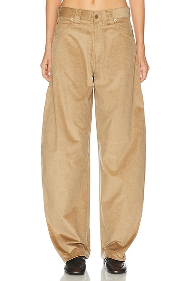 DARKPARK Audrey New Corduroy Barrel Leg Carpenter Pants in Beige